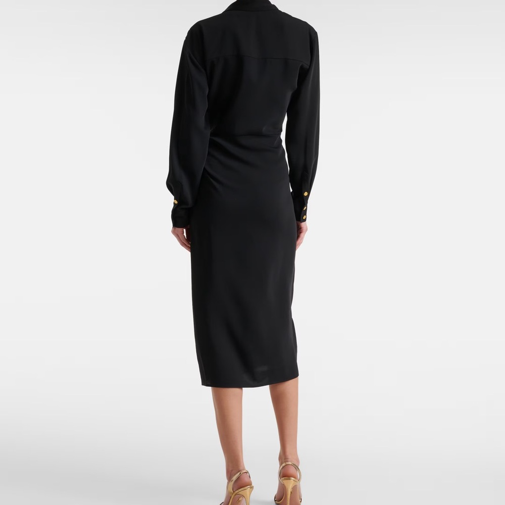 NWT Veronica Beard Black Asymmetric Button Midi-Dress Size 14 - Picture 5 of 7